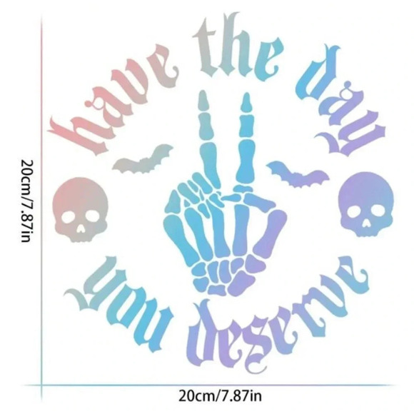 Pastel blue pink purple skeleton hand showing peace sign decal decor for car - Picture 3 of 7